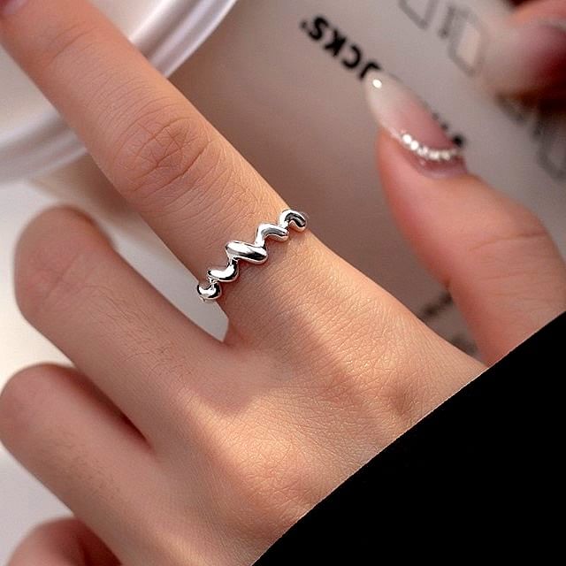 A-ROCH-925 Sterling Silver Wavy Open Ring