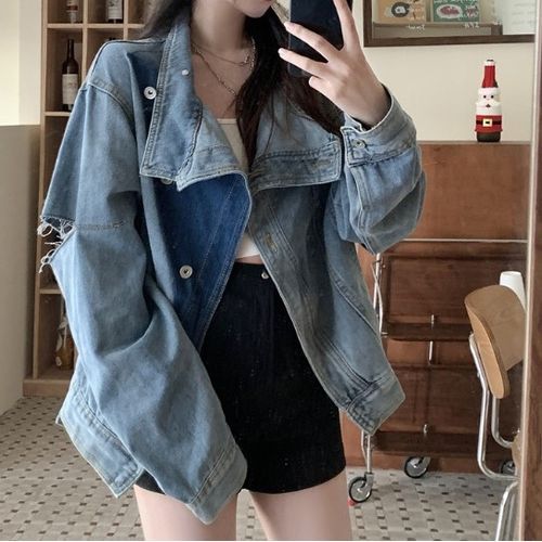 Topshop elbow outlet rip denim jacket