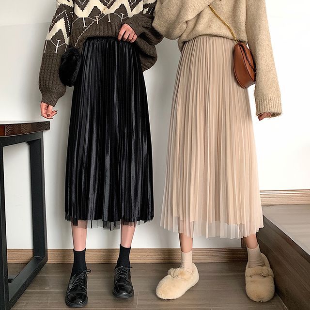 Juuri-Reversible Midi A-Line Mesh Skirt