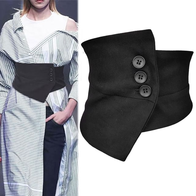 JVL-Buttoned Asymmetrical Cincher Belt