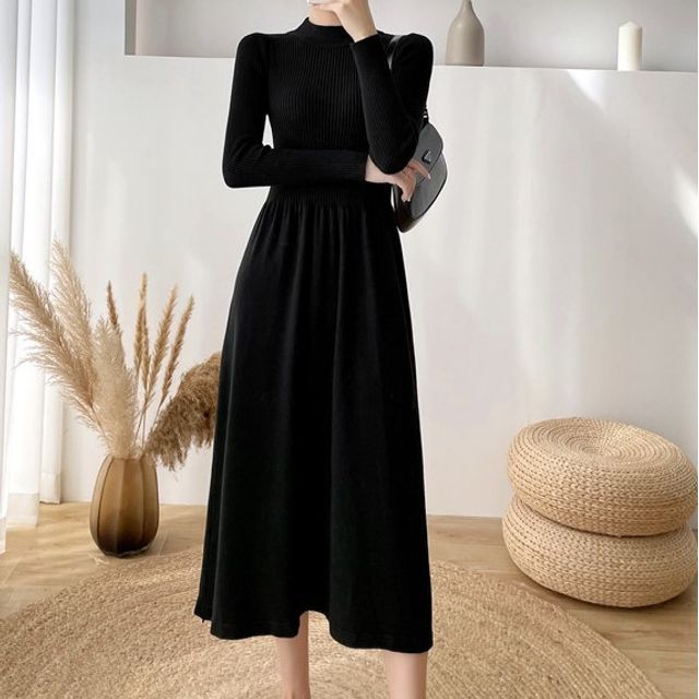 Brigitte - Long-Sleeve Knit Dress | YesStyle Brigitte - Long-Sleeve Knit Dress | YesStyle