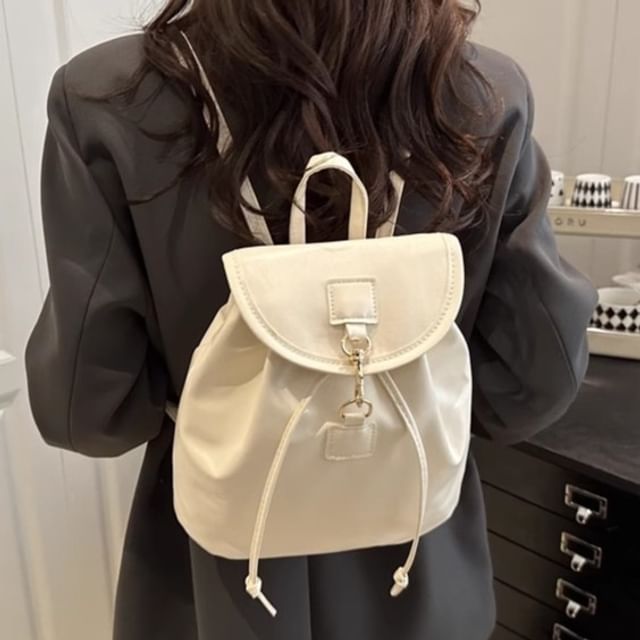 Indenis-Faux Leather Flap Backpack