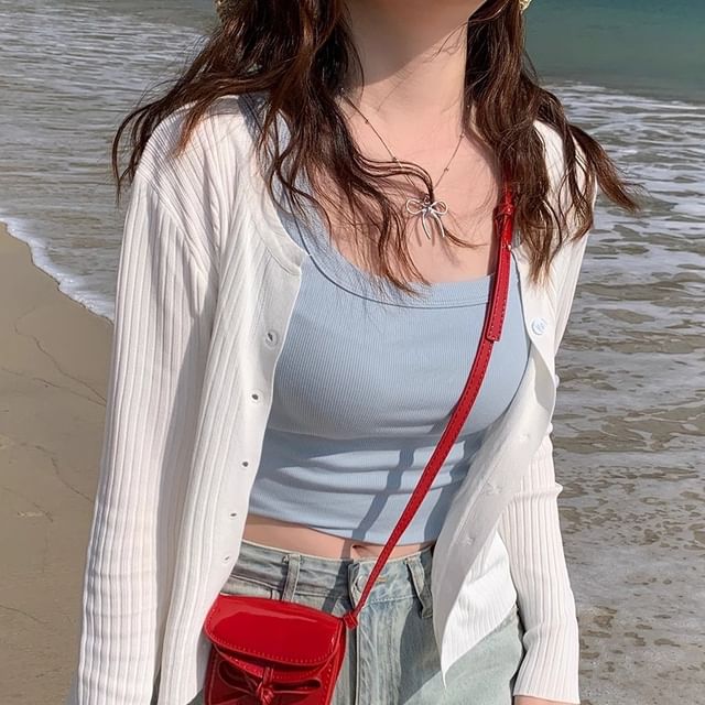 monroll-Long-Sleeve Plain Cardigan