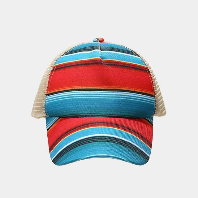 Hatrix-Mesh Panel Striped Baseball Cap