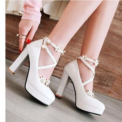 block heel platform pumps