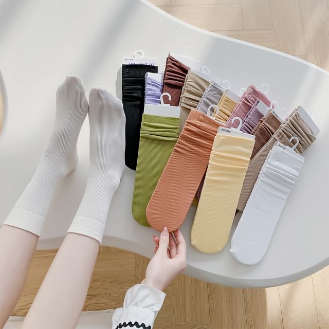Mimiyu-Plain Short Socks Set