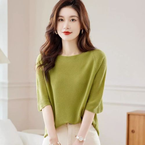 boat neck elbow sleeve tops