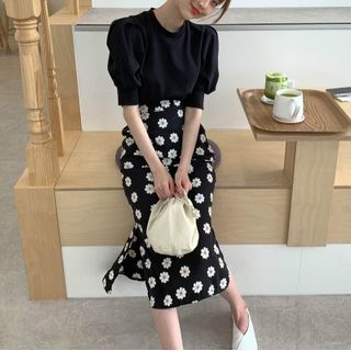 puff sleeve top and skirt