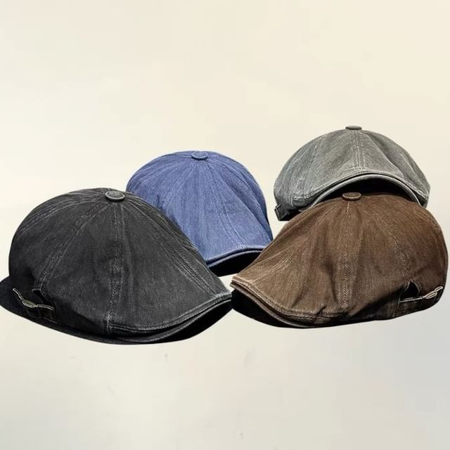 Sparktage-Washed Denim Flat Cap