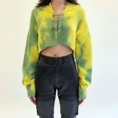 Bababy - Tie-Dye Cropped Cardigan with Safety Pins | YesStyle