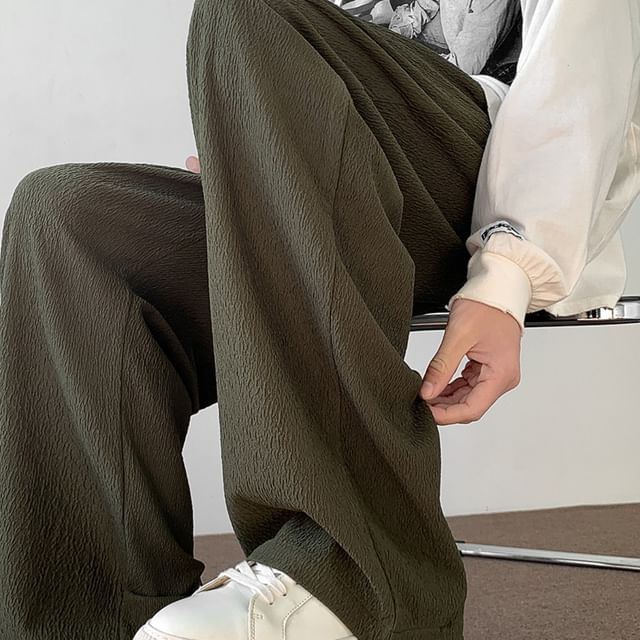 emeisa-Mid Rise Plain Wide Leg Pants