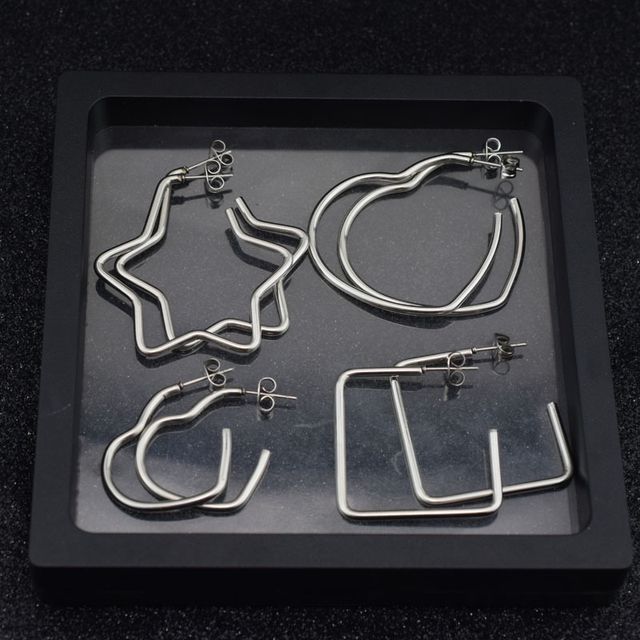 Juanitro-Silver Tone Open Hoop Earring
