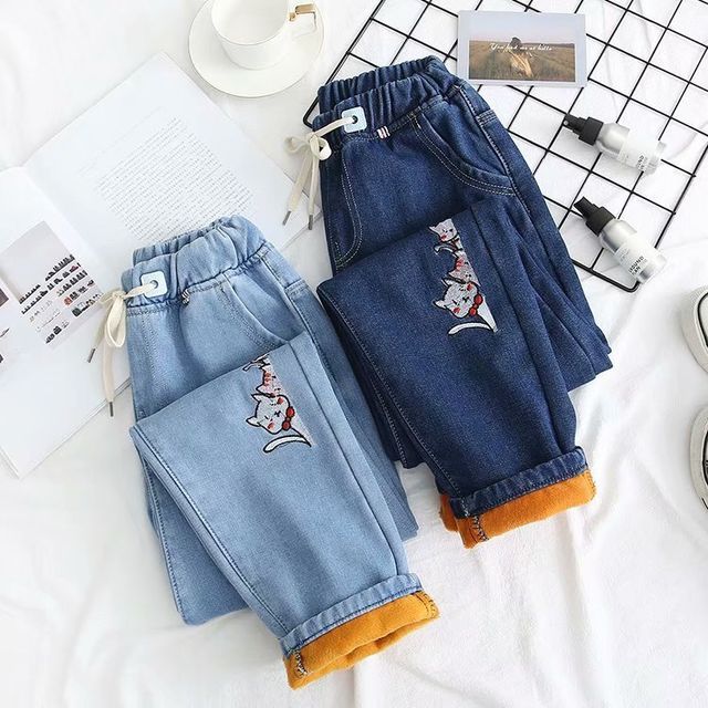 PANDAGO Fleece Lined Skinny Jeans YesStyle