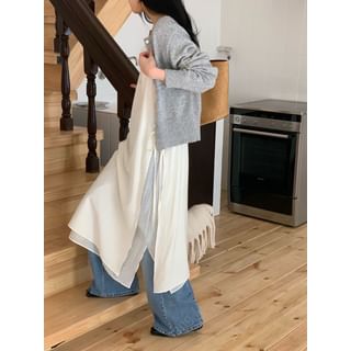 SeoulPop Spaghetti Strap Plain Layered Hem Midi Dress Sale