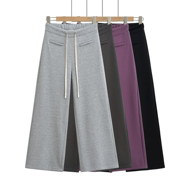 Ulark-High Waist Plain Wide Leg Sweatpants