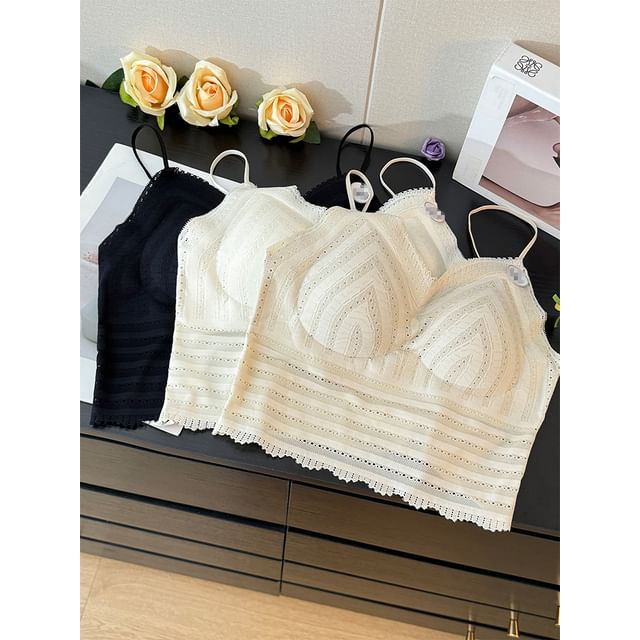 Lemongrass-V-Neck Lace Bralette with Pad
