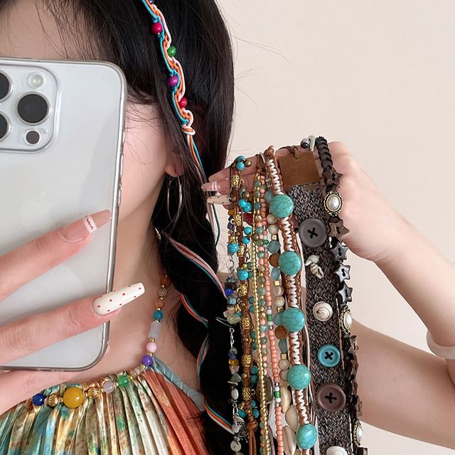 Gemsha-Gemstone Button Bead String Belt Various Designs