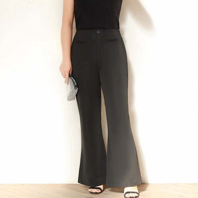 Telipino-High Rise Plain Flared Suit Pants