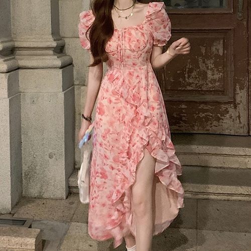 Acka. jacquard puff oneーpiece Ayat Jacquard Puff Sleeve One Shoulder Top - Yellow — Kai