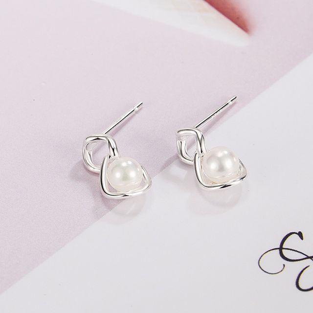 Forainer-Faux Pearl Stud Earring