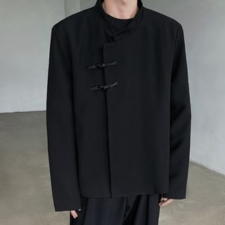 VEAZ-Stand Collar Plain Frog Closure Blazer