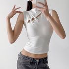 Hollahop Sleeveless MockNeck Frog Buttoned Plain Crop Top YesStyle