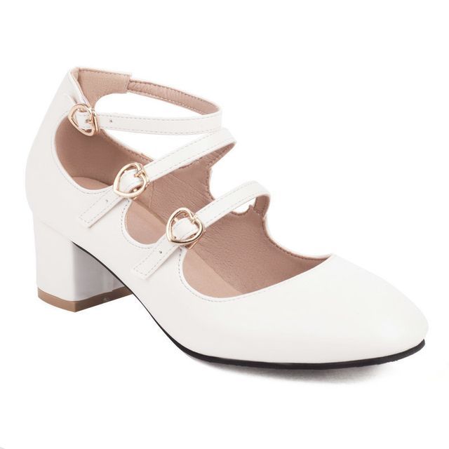 Megan - Chunky Heel Triple Strap Mary Jane Shoes