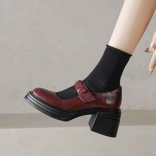 Karlao-Platform Block Heel Mary Jane Pumps