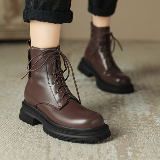 Cinnabelle-Platform Lace Up Short Boots