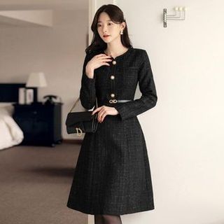 【CHICLINE】Eden Coloring Line Pearl Tweed Dress PEARL EMBELLISHED TWEED DRESS｜Motf