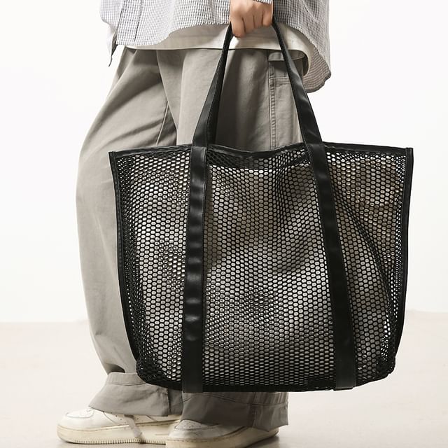 Milha-Plain Mesh Tote Bag
