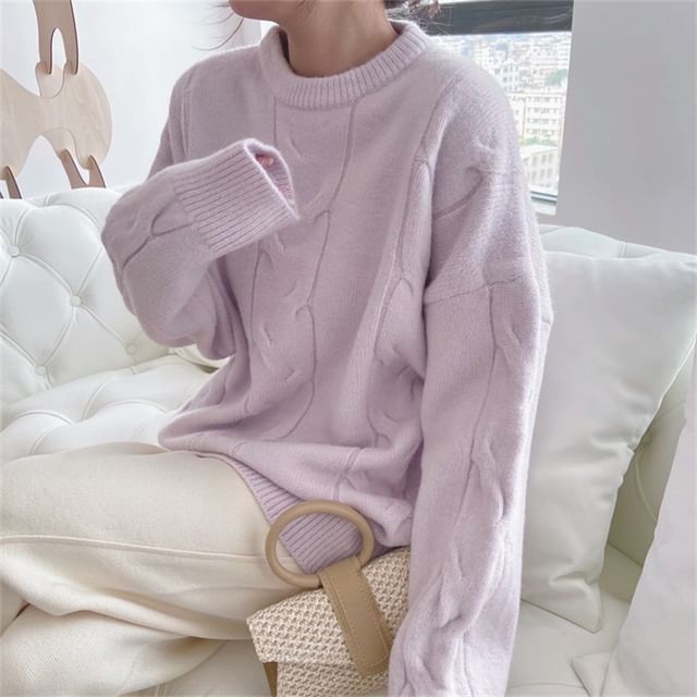 Beaustreet-Long-Sleeve Round Neck Plain Sweater