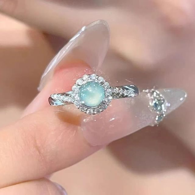 Tinseltown-Cabochon Rhinestone Open Ring