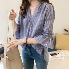 Arroba - 3/4-Sleeve Striped Blouse Arroba - 3/4-Sleeve Striped Blouse