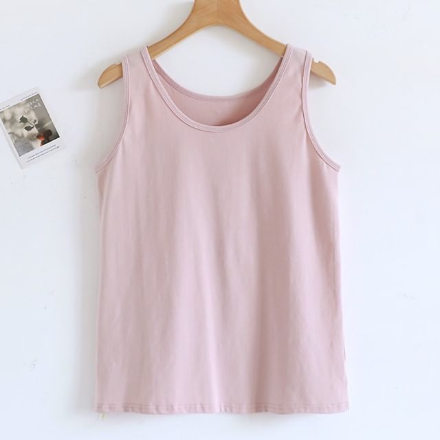 Dogini-Scoop Neck Plain Tank Top