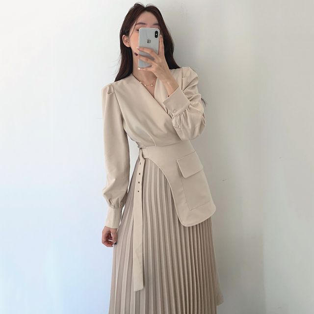Coris - Asymmetrical Midi Blazer Dress | YesStyle