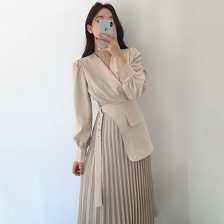 Asymmetrical Midi Blazer Dress