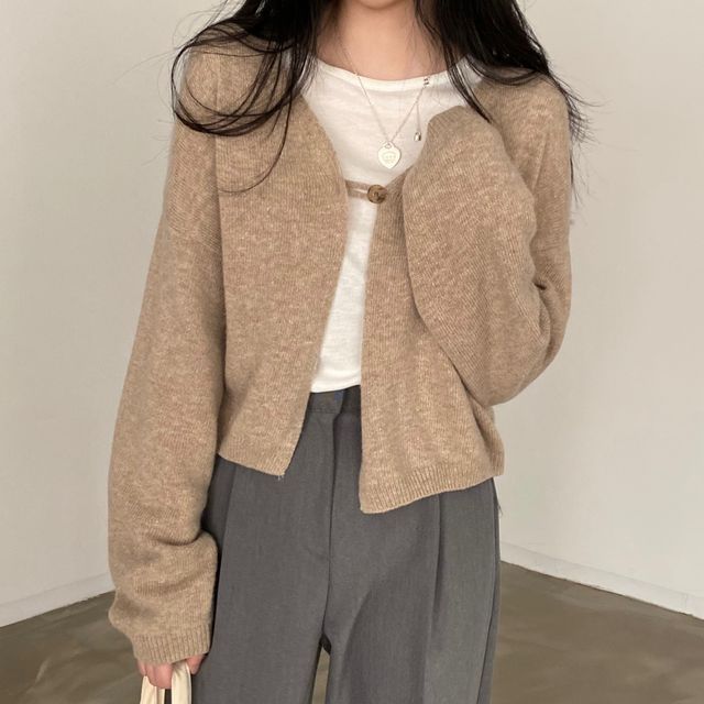 Coris-Plain Single-Button Cardigan