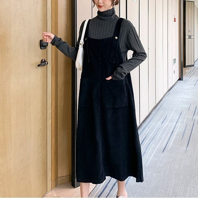 white dress black ribbon Turtleneck Sweater Maternity Dress – Ingrid & Isabel main image 1