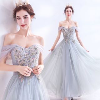 off shoulder a line gown