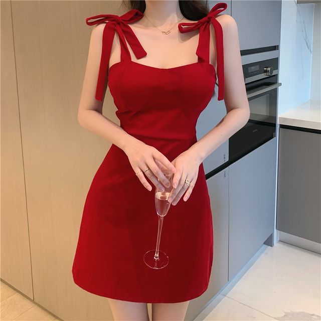 knee length dresses for ladies V-neck A-line Dress main image 1