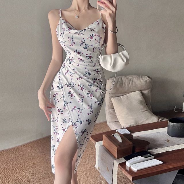 white christmas dresses Hibiscus Bodycon Stretchy Midi Dress main image 1