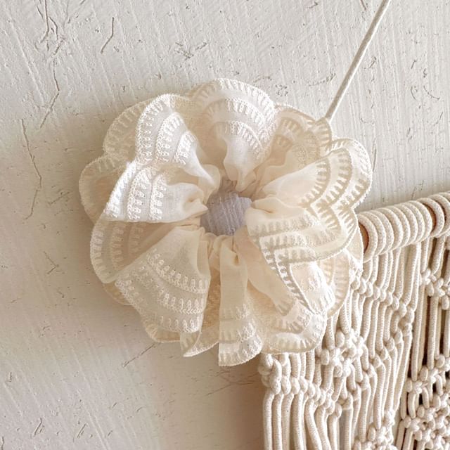 Kayochs-Ruffle Fabric Scrunchie