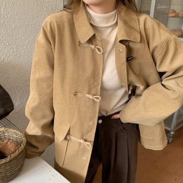 Beem-Collared Plain Toggle Corduroy Jacket