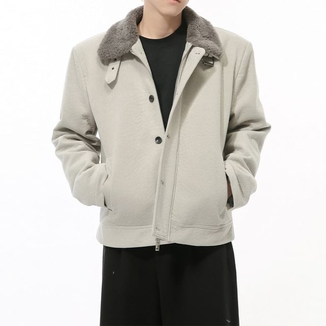 FAERIS-Fleece Collar Button-Up Jacket
