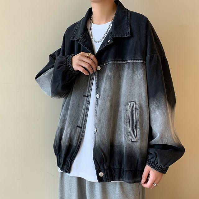 Men's Oversized Ombre Denim Jacket