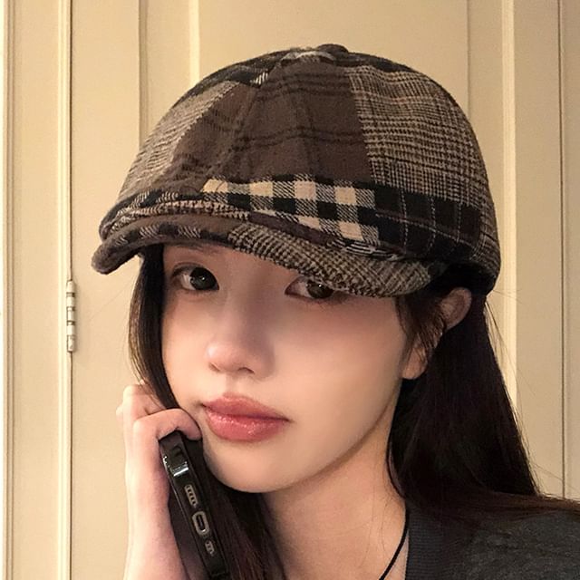Pompabee-Plaid Newsboy Cap
