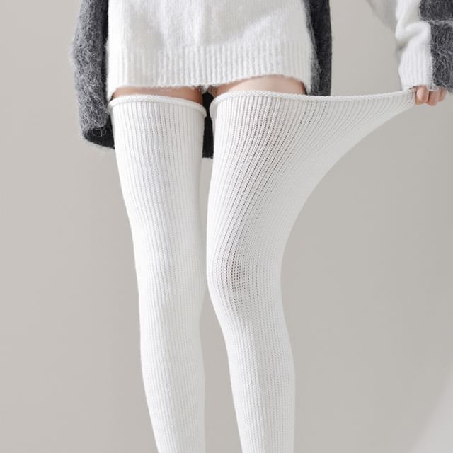 Lychee-Ribbed Knit Stockings