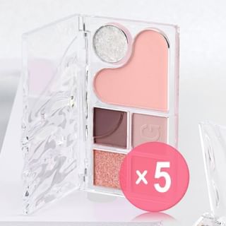 Gege Bear - 6 Shade Eyeshadow Palette - #02 Strawberry Mood 5pcs Bundle Set