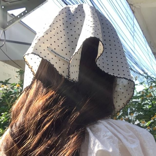 4-4 STUDIO-Dotted Scallop Edge Headscarf